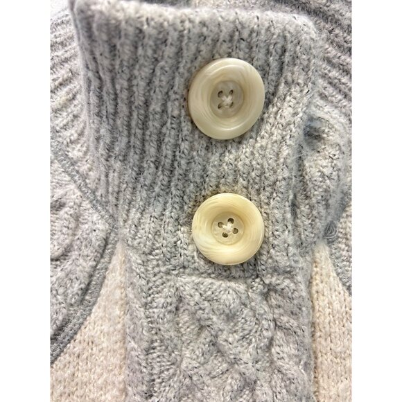 Prana Cardigan Sweater Angelica Cable Knit Gray Wool Mohair Bland Trim Small - Picture 5 of 6